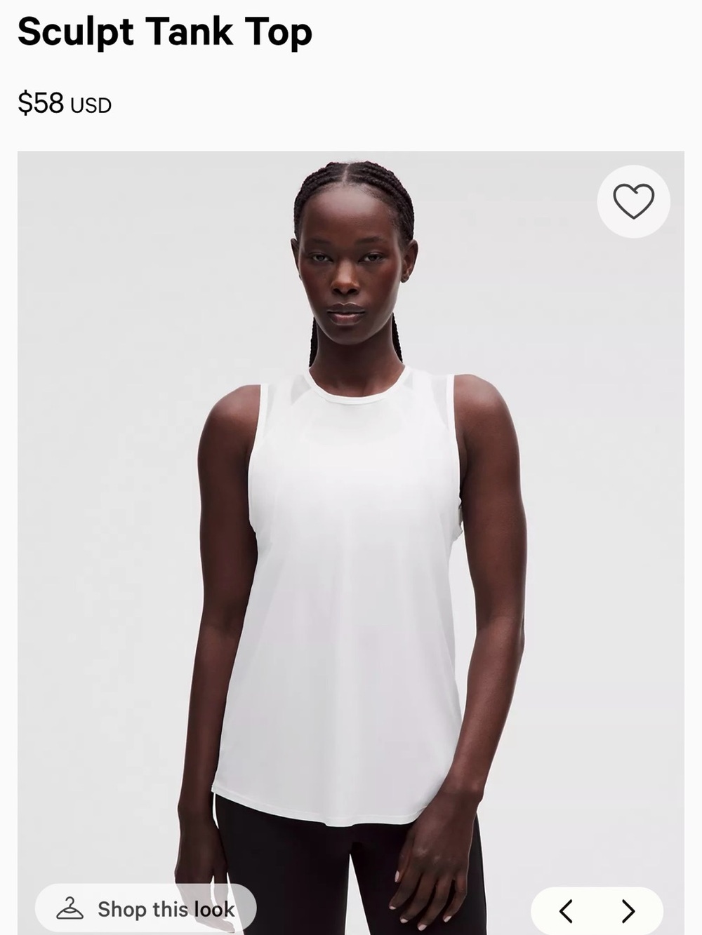 lululemon athletica White Sculpt Tank Top